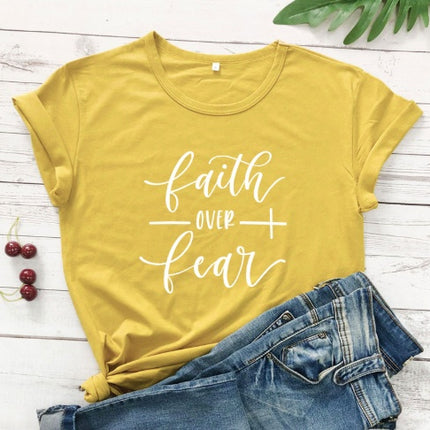 Faith Over Fear Christian T-Shirt Religion Clothing For Women Faith Shirt